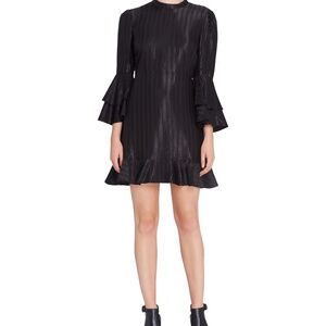 Catherine Malandrino Masami Metallic Ruffle Shift Dress with Bell Sleeves